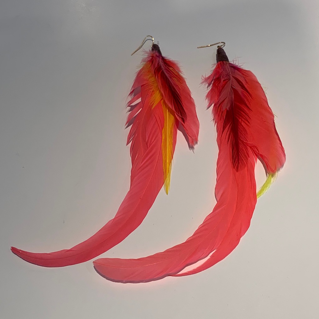 Butler & Wilson Pink Feather Earrings